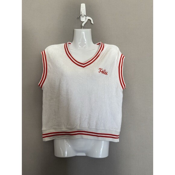 Vintage Felix The Cat Universal Studios Vest Large White Red Womens Embroidered - Picture 2 of 9